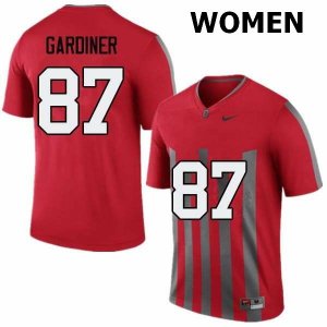 NCAA Ohio State Buckeyes Women's #87 Ellijah Gardiner Throwback Nike Football College Jersey WAO5445FX